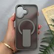 قاب گوشی iPhone 16 آیفون اورجینال ضد ضربه مات هولدر دار مگ سیف دار خاکستری کد 106615