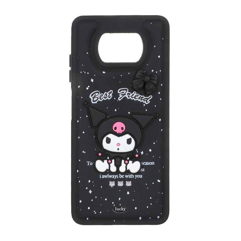 قاب گوشی Poco X3 NFC / Poco X3 Pro شیائومی پافر عروسکی فانتزی سیلیکونی برجسته طرح کرومی مشکی کد 105415