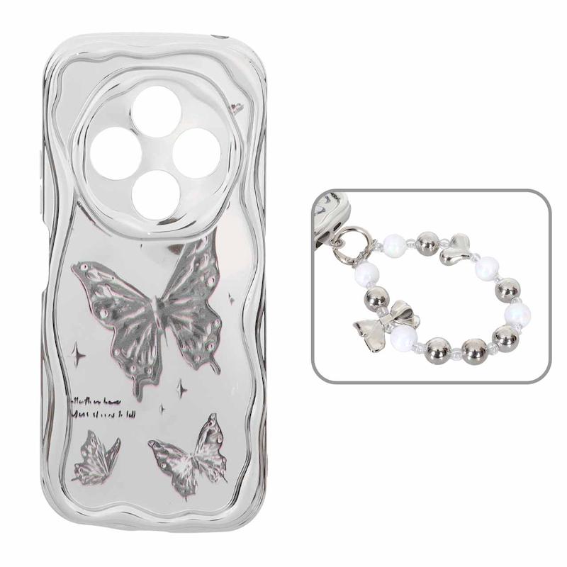 قاب گوشی Redmi 14C / Poco C75 / Redmi A4 شیائومی بالشتی محافظ لنز دار کرومی دستبندی لاکچری کد 105438