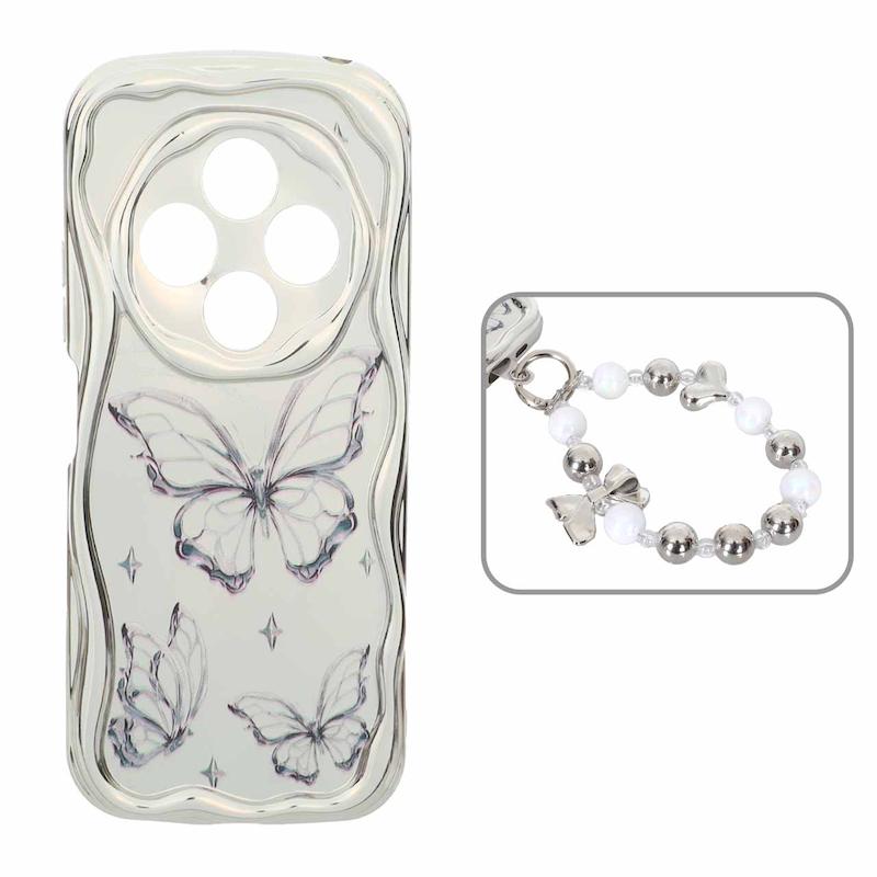 قاب گوشی Redmi 14C / Poco C75 / Redmi A4 شیائومی بالشتی محافظ لنز دار کرومی دستبندی لاکچری کد 105439