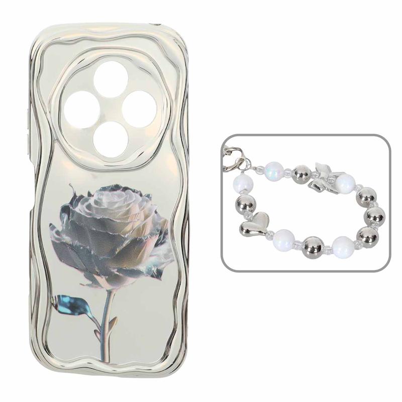 قاب گوشی Redmi 14C / Poco C75 / Redmi A4 شیائومی بالشتی محافظ لنز دار کرومی دستبندی لاکچری کد 105440