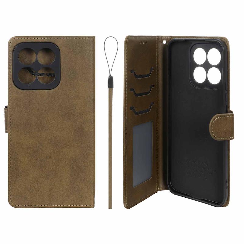 کیف گوشی Honor X8C آنر مگنتی طرح چرم کتابی محافظ لنزدار بنددار سبز زیتونی کد 105449
