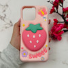 قاب گوشی iPhone 13 Pro Max آیفون سیلیکونی پاک کنی طرح توت فرنگی پاپ سوکت برجسته کد 105767