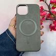 قاب گوشی iPhone 13 / iPhone 14 آیفون لاکچری چرمی HARD مگ سیف دار خاکستری کد 105802