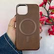 قاب گوشی iPhone 13 / iPhone 14 آیفون لاکچری چرمی HARD مگ سیف دار قهوه ای کد 105804