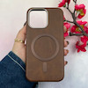 قاب گوشی iPhone 13 Pro آیفون لاکچری چرمی HARD مگ سیف دار قهوه ای کد 105805