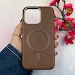 قاب گوشی iPhone 13 Pro آیفون لاکچری چرمی HARD مگ سیف دار قهوه ای کد 105805