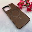 قاب گوشی iPhone 13 Pro Max آیفون لاکچری چرمی HARD مگ سیف دار قهوه ای کد 105813