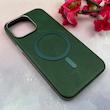 قاب گوشی iPhone 15 Pro Max آیفون لاکچری چرمی HARD مگ سیف دار سبز کد 105819