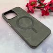 قاب گوشی iPhone 15 Pro Max آیفون لاکچری چرمی HARD مگ سیف دار خاکستری کد 105821