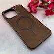 قاب گوشی iPhone 15 Pro Max آیفون لاکچری چرمی HARD مگ سیف دار قهوه ای کد 105823