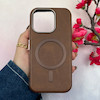 قاب گوشی iPhone 16 Pro آیفون لاکچری چرمی HARD مگ سیف دار قهوه ای کد 105831