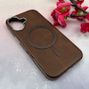 قاب گوشی iPhone 16 آیفون لاکچری چرمی HARD مگ سیف دار قهوه ای کد 105832