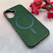 قاب گوشی iPhone 16 آیفون لاکچری چرمی HARD مگ سیف دار سبز کد 105835
