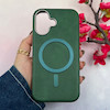 قاب گوشی iPhone 16 آیفون لاکچری چرمی HARD مگ سیف دار سبز کد 105835