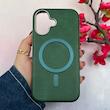 قاب گوشی iPhone 16 آیفون لاکچری چرمی HARD مگ سیف دار سبز کد 105835