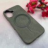 قاب گوشی iPhone 16 آیفون لاکچری چرمی HARD مگ سیف دار خاکستری کد 105836