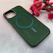 قاب گوشی iPhone 15 آیفون لاکچری چرمی HARD مگ سیف دار سبز کد 105839