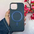 قاب گوشی iPhone 15 آیفون لاکچری چرمی HARD مگ سیف دار سرمه ای کد 105840