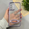 قاب گوشی Galaxy S21 FE سامسونگ طرح الکتروپلیتینگ ژله ای شفاف اورجینال طرح مگ سیف محافظ لنز دار بنفش کد 105851