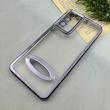قاب گوشی Galaxy S21 FE سامسونگ طرح الکتروپلیتینگ ژله ای شفاف اورجینال طرح مگ سیف محافظ لنز دار بنفش کد 105851
