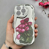 قاب گوشی iPhone 16 Pro آیفون کرومی نقره ای سری بالشتی لاکچری LUXURY محافظ لنزدار طرح گل زیبا کد 105917