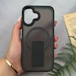 قاب گوشی iPhone 16 آیفون اورجینال ضد ضربه مات هولدر دار مگ سیف دار مشکی کد 106616