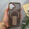 قاب گوشی iPhone 16 آیفون اورجینال ضد ضربه مات هولدر دار مگ سیف دار قهوه ای کد 106617