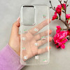 قاب گوشی Galaxy A17 سامسونگ لاکچری شفاف شاین رزینی لنز کرومی طرح کیتی کد 106494