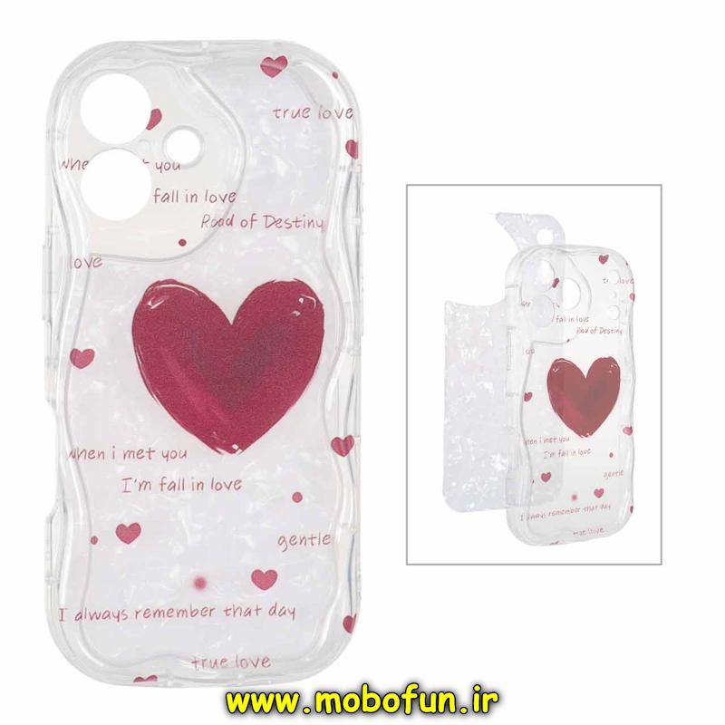 قاب گوشی iPhone 17 آیفون ماربل لاکچری بالشتی ژله ای محافظ لنزدار طرح قلب کیوت کد 94322