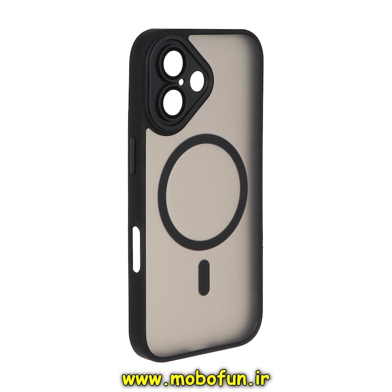قاب گوشی iPhone 17 آیفون مات Hard Case طرح مگ سیف دور هاشور سیلیکونی مشکی کد 94327