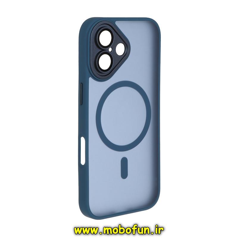 قاب گوشی iPhone 17 آیفون مات Hard Case طرح مگ سیف دور هاشور سیلیکونی سرمه ای کد 94328