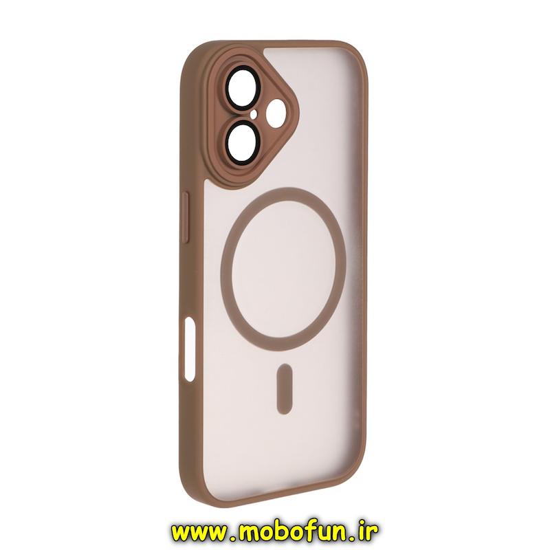 قاب گوشی iPhone 17 آیفون مات Hard Case طرح مگ سیف دور هاشور سیلیکونی نسکافه ای کد 94329