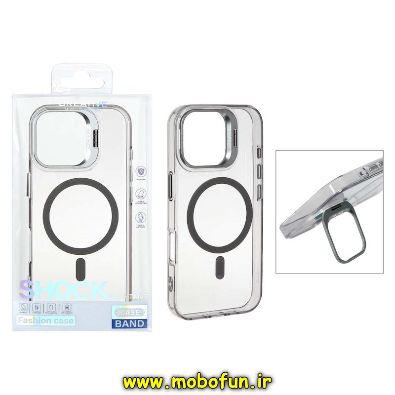 قاب گوشی iPhone 17 آیفون اورجینال متال Bracket مگ سیف دار لنز آلومینیومی خاکستری کد 94338
