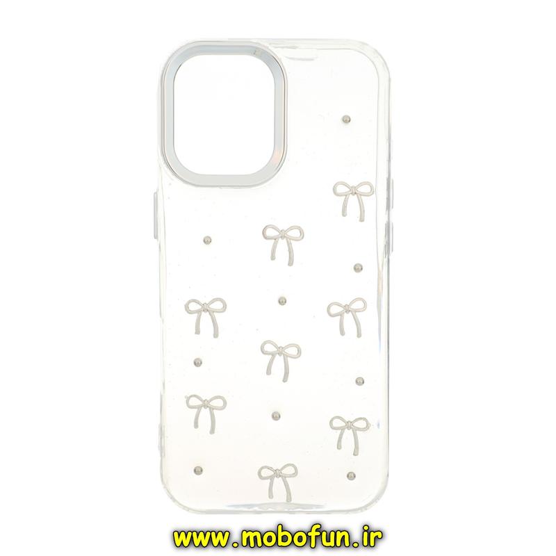 قاب گوشی iPhone 17 آیفون شفاف شاین لنز کرومی برجسته طرح پاپیون کد 94347