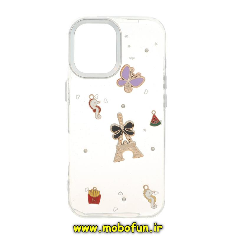 قاب گوشی iPhone 17 آیفون شفاف شاین لنز کرومی برجسته طرح کیوت کد 94349