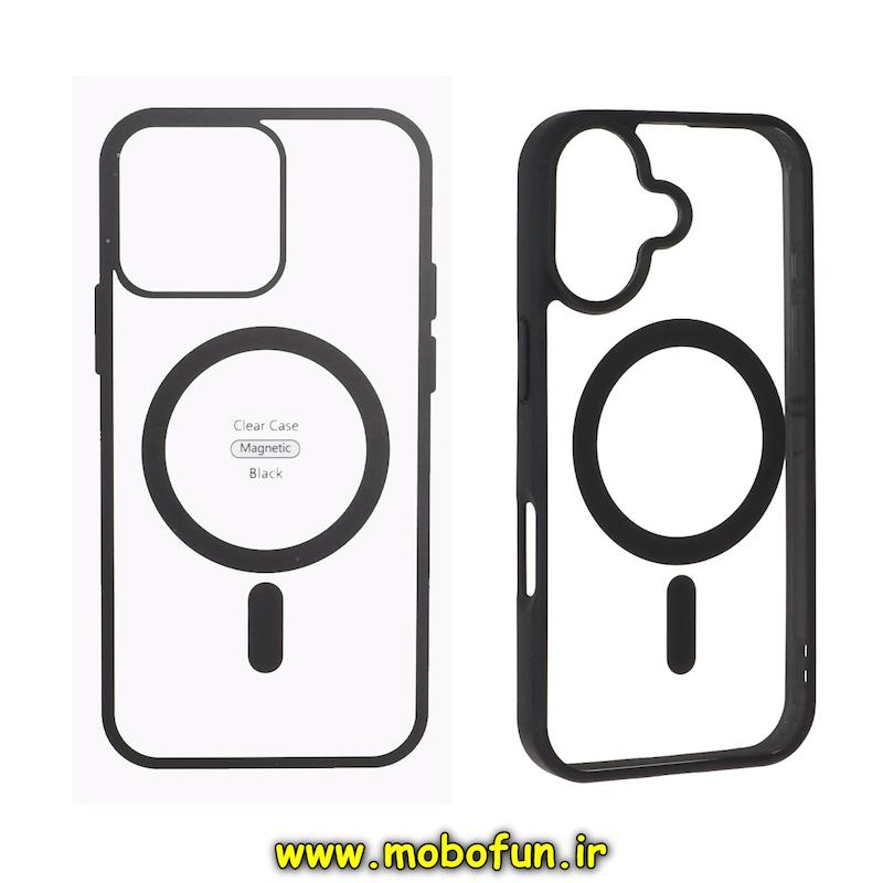 قاب گوشی iPhone 17 آیفون اورجینال Clear Case مگ سیف Space Mag safe طرح طلقی شیشه ای شفاف مشکی کد 94353