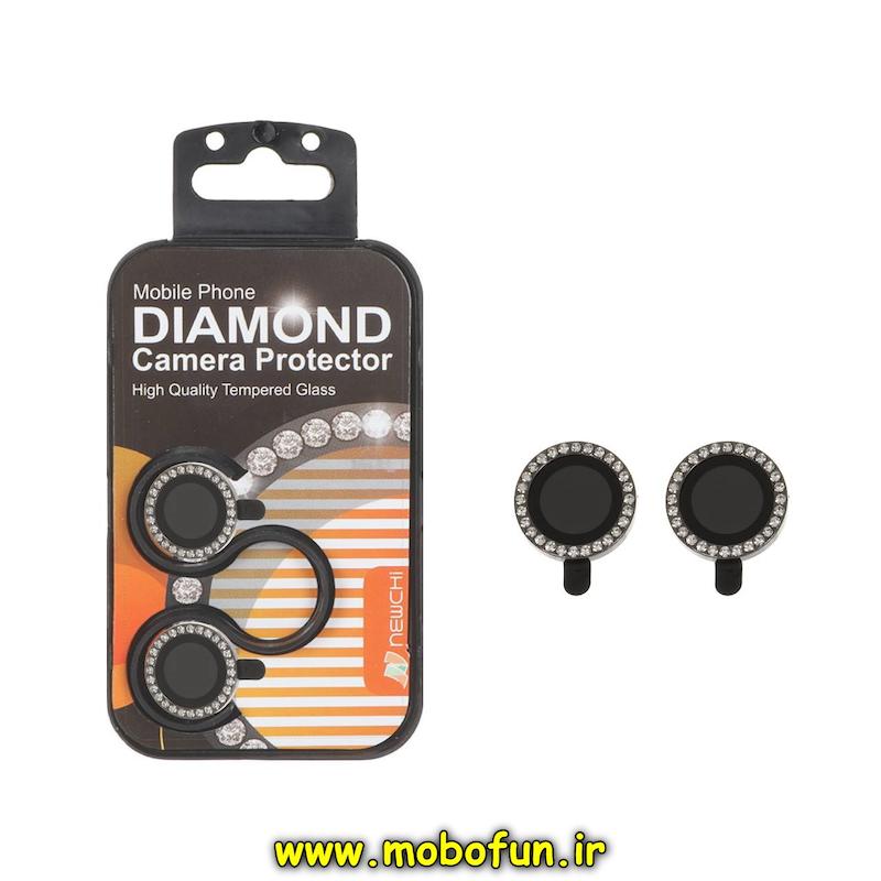محافظ لنز iPhone 17 آیفون نیوچی مدل رینگی فلزی نگین دار سواروسکی مشکی کد 94375