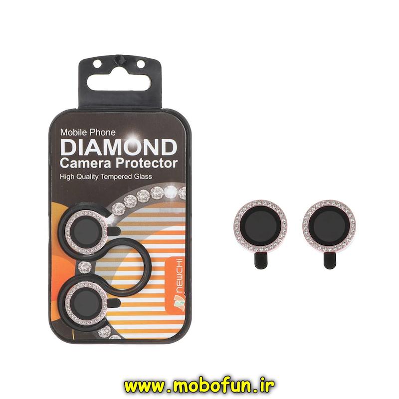 محافظ لنز iPhone 17 آیفون نیوچی مدل رینگی فلزی نگین دار سواروسکی صورتی کد 94377