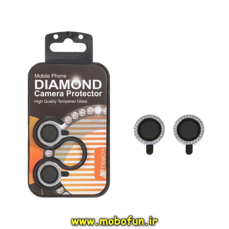 محافظ لنز iPhone 17 آیفون نیوچی مدل رینگی فلزی نگین دار سواروسکی آبی کد 94378