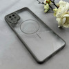 قاب گوشی Galaxy A12 / M12 سامسونگ پشت طلقی شفاف طرح مگ سیف دور سیلیکونی خاکستری کد 106228