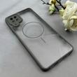 قاب گوشی Galaxy A12 / M12 سامسونگ پشت طلقی شفاف طرح مگ سیف دور سیلیکونی خاکستری کد 106228