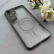 قاب گوشی Galaxy S23 FE سامسونگ پشت طلقی شفاف طرح مگ سیف دور سیلیکونی خاکستری کد 106282