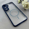 قاب گوشی Galaxy S24 FE سامسونگ پشت طلقی شفاف طرح مگ سیف دور سیلیکونی سرمه ای کد 106284