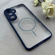 قاب گوشی Galaxy S24 FE سامسونگ پشت طلقی شفاف طرح مگ سیف دور سیلیکونی سرمه ای کد 106284