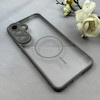 قاب گوشی Galaxy S24 FE سامسونگ پشت طلقی شفاف طرح مگ سیف دور سیلیکونی خاکستری کد 106285