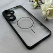 قاب گوشی Galaxy S24 FE سامسونگ پشت طلقی شفاف طرح مگ سیف دور سیلیکونی مشکی کد 106286