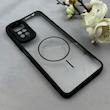 قاب گوشی Redmi Note 11S / Redmi Note 11 4G شیائومی پشت طلقی شفاف طرح مگ سیف دور سیلیکونی مشکی کد 106316