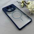 قاب گوشی Redmi Note 14 Pro 4G شیائومی پشت طلقی شفاف طرح مگ سیف دور سیلیکونی سرمه ای کد 106320