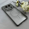 قاب گوشی Redmi Note 14 Pro 4G شیائومی پشت طلقی شفاف طرح مگ سیف دور سیلیکونی خاکستری کد 106321